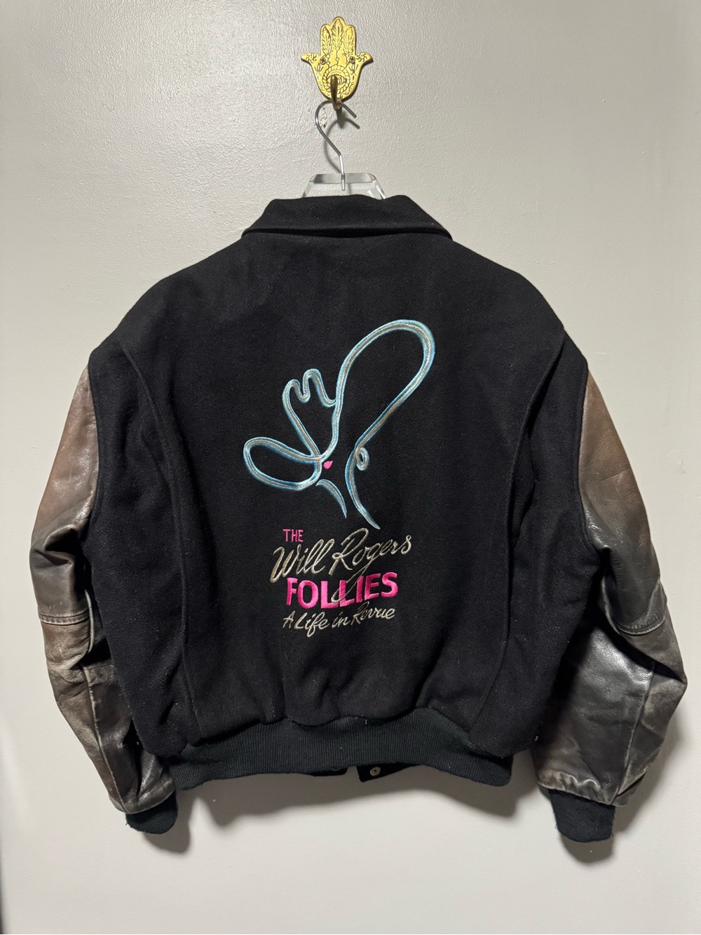 Vintage 1991 Will Rogers Follies Broadway Wool Leather Jacket M Theater